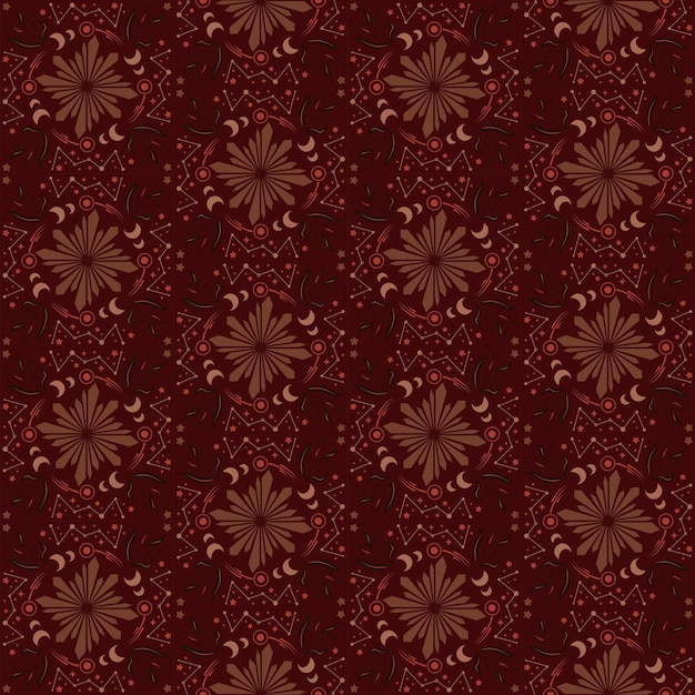 Crystal Star Moon Seamless Pattern Background Nature Plant Damask Art