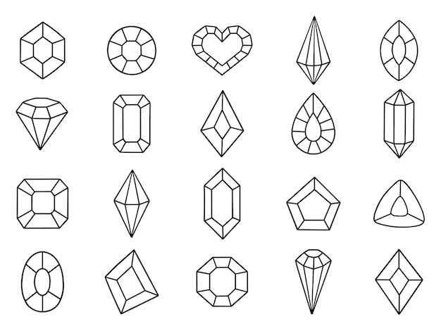 ベクトル 結晶落書きスケッチ スタイルの手描きのベクトル図は、白い背景で隔離のダイヤモンド クォーツ宝石セット