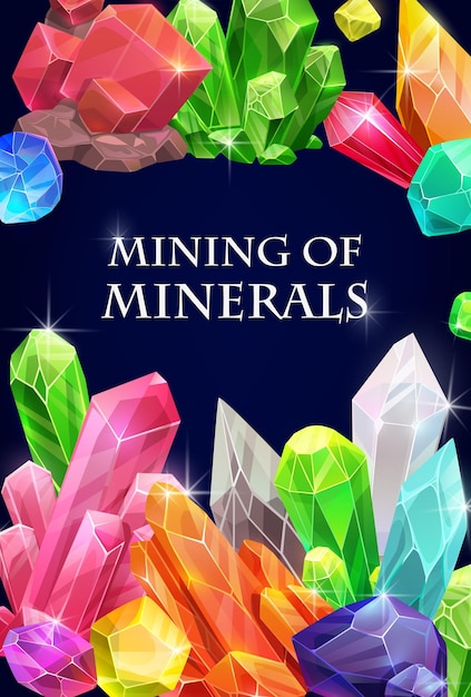 Vettore gemme di cristalli e minerali di pietre preziose