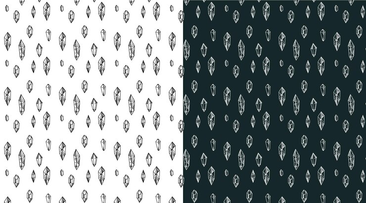 Vector crystals illustration pattern in doodle style a set of crystals collection of simple graphic