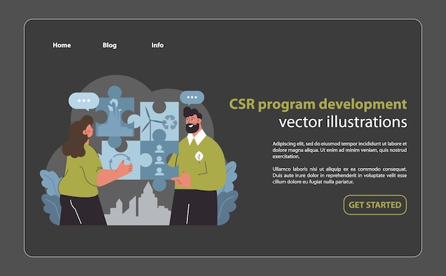 Csr 전략 조립 웹 또는 랜딩 기업 윤리 및 녹색 관행의 공동 형성