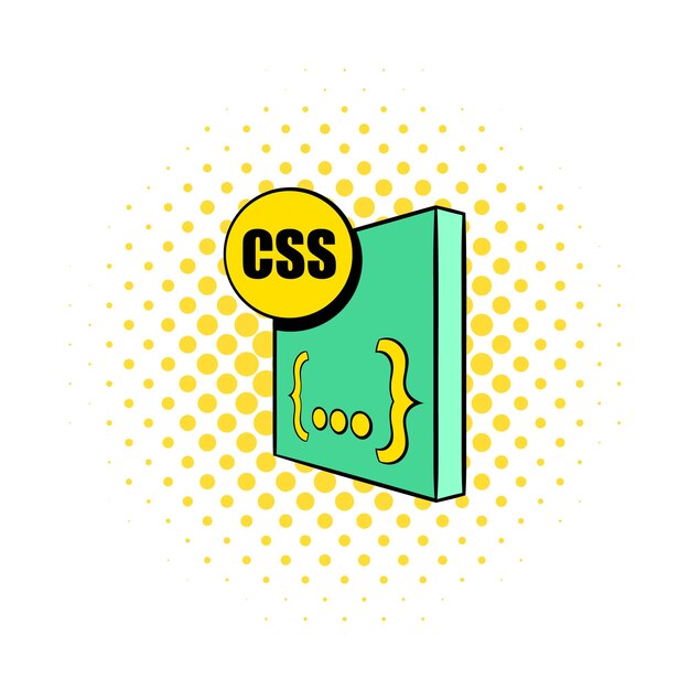 Vector css file icon in comics style on a white background
