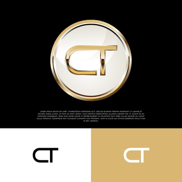 CT Initiële moderne luxe embleem Logo sjabloon voor bedrijven