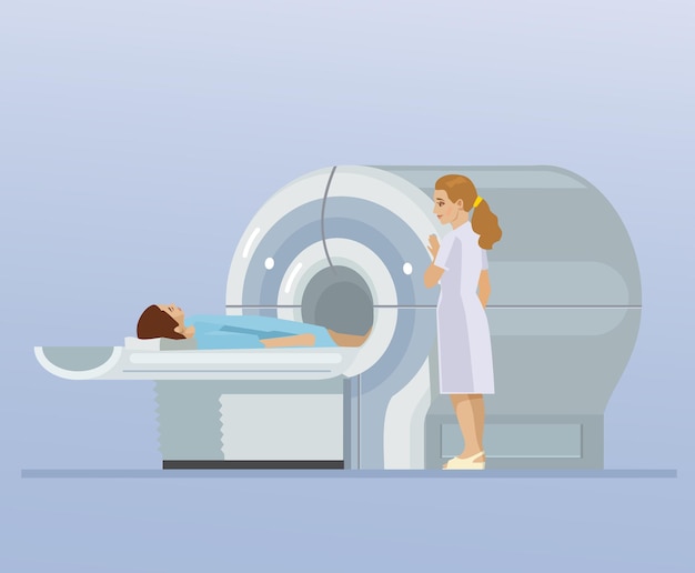 CT scan and patient. 