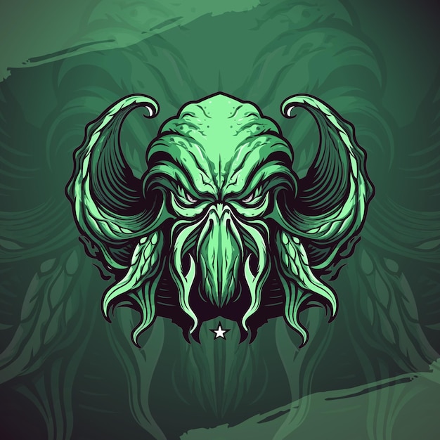 Vector cthulhu mascot logo illustration for gaming and sports modern design concept for team badges emb