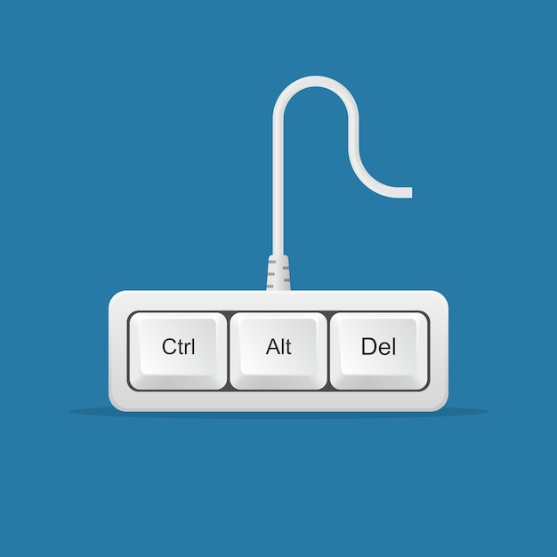 Vector ctrl alt del keyboard keys. buttons to fix computer hanging problem. shortcut for restart computer.