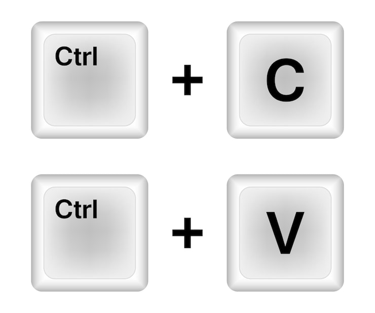 Vector ctrl c ctrl v keys on the keyboard copy and paste the key combination insert a keyboard shortcut for windows devices computer keyboard icons vector illustration