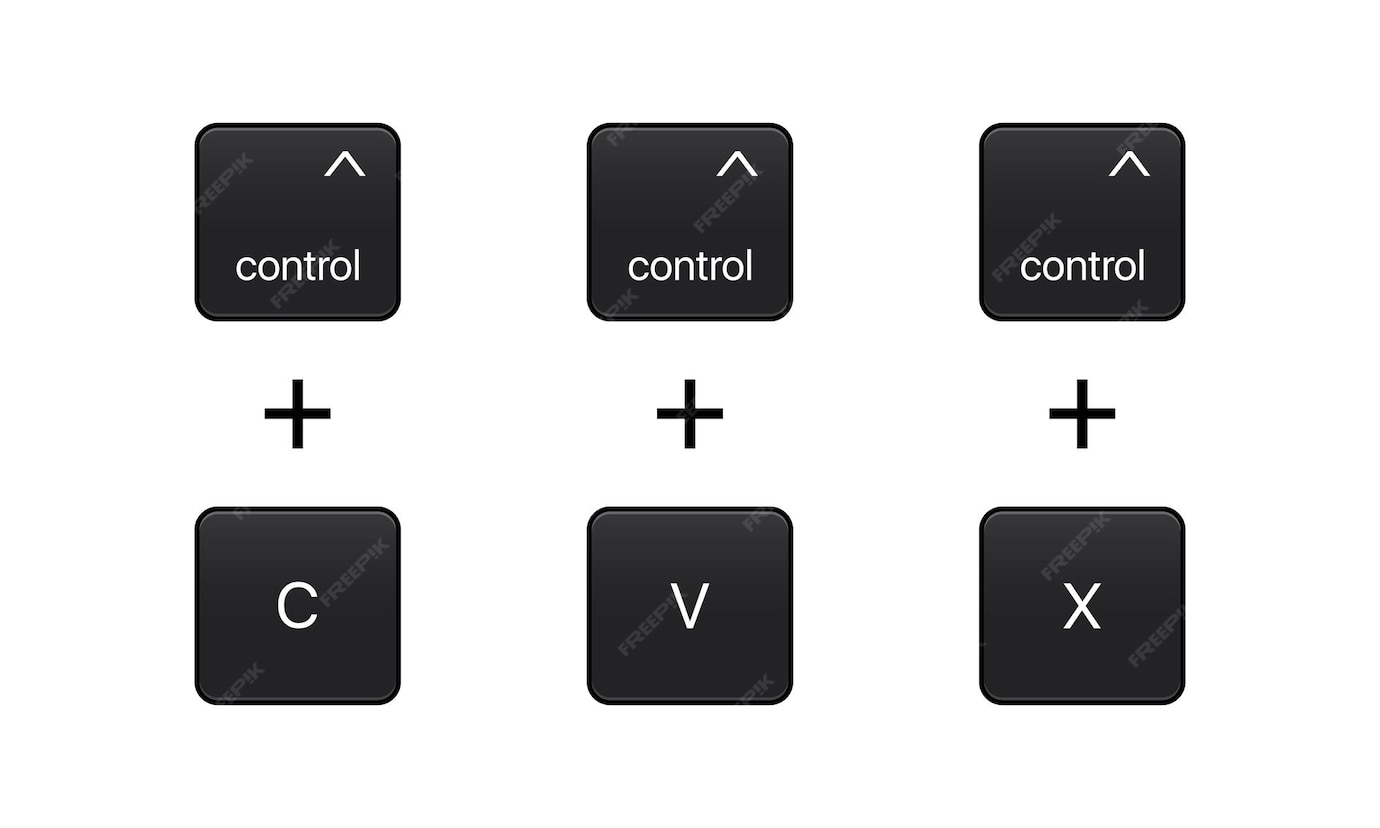 Premium Vector Ctrl plus c, ctrl plus v and ctrl plus z. control c, control v keyboard buttons