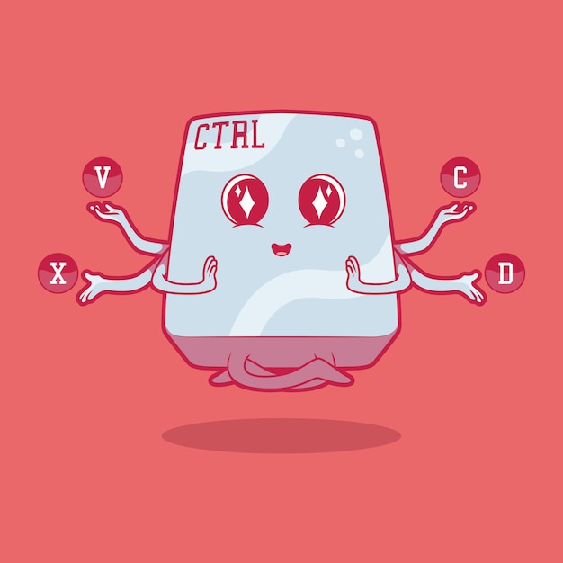 Ctrl-toets mediteren vectorillustratie Technologie inspiratie grappig ontwerpconcept