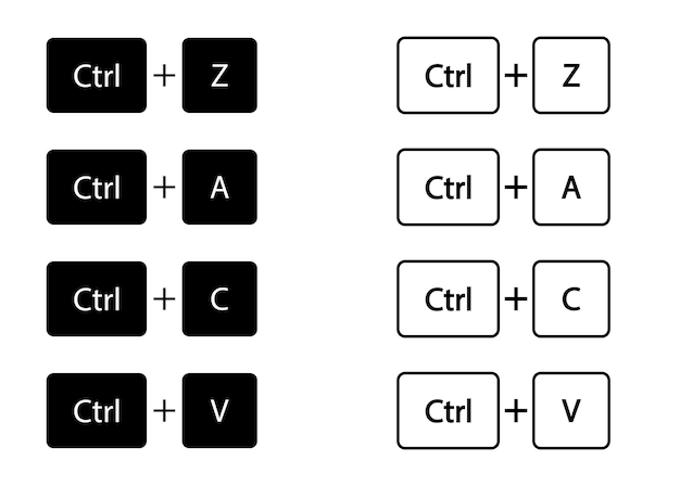 Кнопка ctrl zcav значок клавиатуры копировать и прошлый символ концепции в векторном плоском стиле