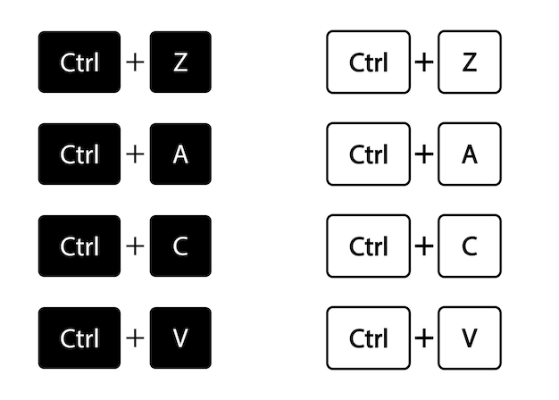 Ctrl z c a v button Keyboard icon Copy and past concept symbol in vector flat style