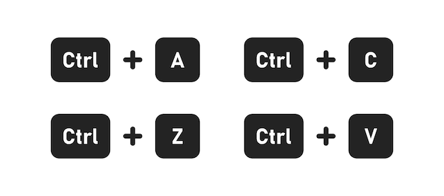 Ctrlzcavボタンキーボードアイコンベクターフラットスタイルでコンセプトシンボルをコピーして貼り付けます