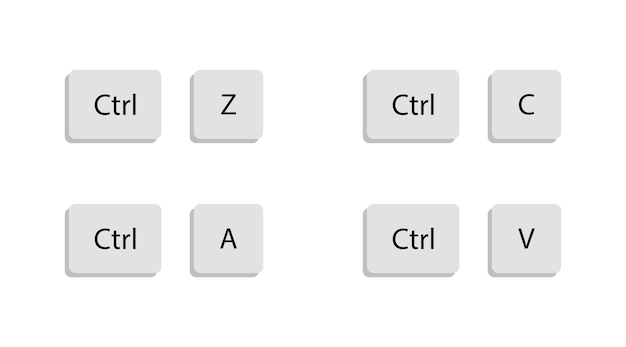 Ctrl zcav-knop toetsenbordpictogram kopieer en verleden conceptsymbool in platte vectorstijl