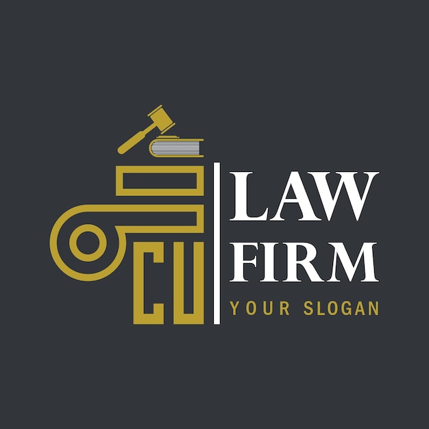 CU modern law firm justice logo design vector graphic template