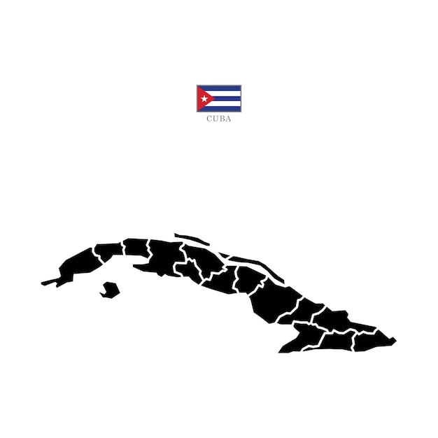 Vector cuba contour vector map with state blackwhite flag in color background map eps 10