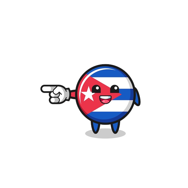 Cuba flag cartoon with pointing left gesture