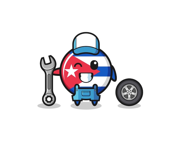 The cuba flag character as a mechanic mascot  cute design