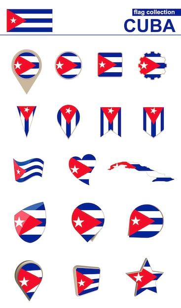 Cuba Flag Collection Big set for design