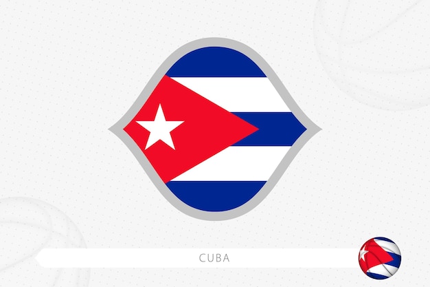 회색 농구 배경에서 농구 경기를 위한 쿠바 국기.