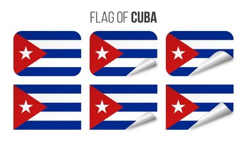 Vector cuba flag labels stickers set vector illustration 3d flags of cuba isolated on white