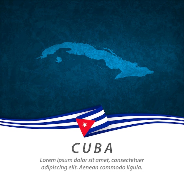 Cuba flag with central map