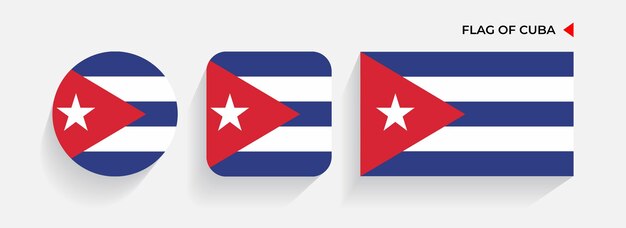 Cuba Flags arranged in round square and rectangular shapes