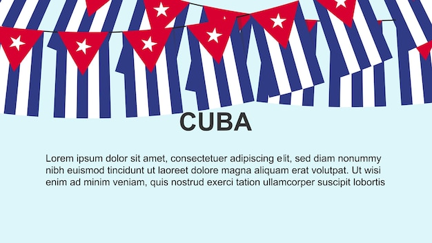 Cuba flags hanging on a rope celebration and greeting concept independence day