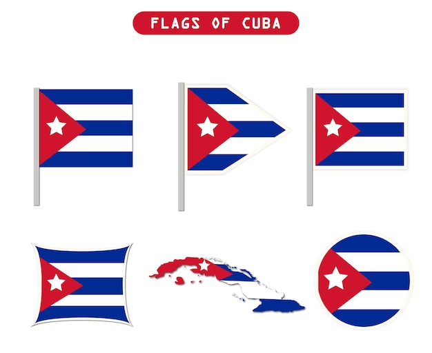 Vector cuba flags on many objects illustration