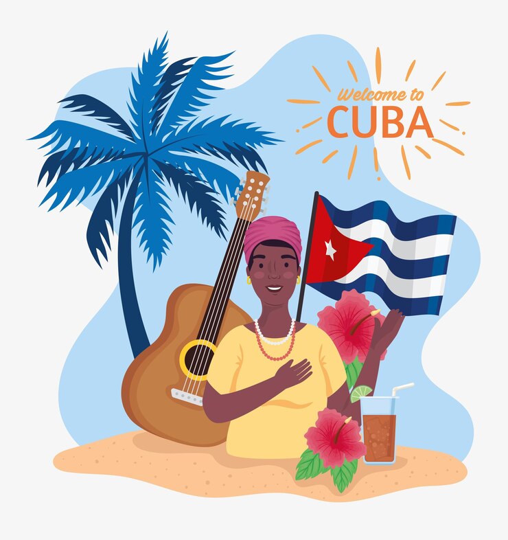 Vector cuba icons on beach