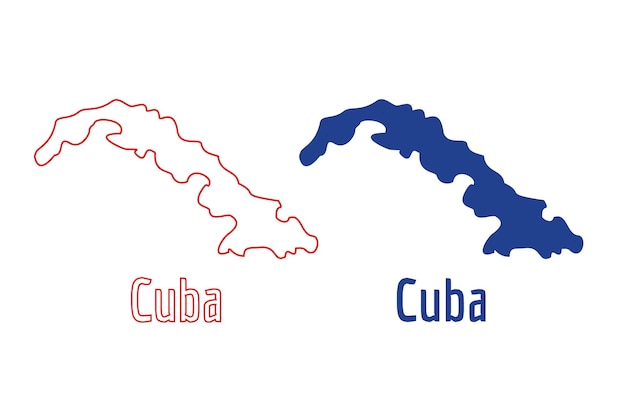 Vettore icona del paese della mappa di cuba stile contorno e silhouette vettoriale piatta