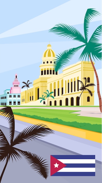 Vector cuba national capitol poster flat template