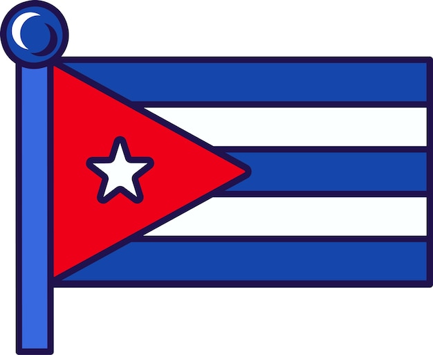 Cuba republiek nationale vlag op vlaggemast vector