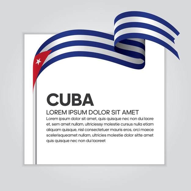 Bandiera del nastro di cuba, illustrazione vettoriale su sfondo bianco