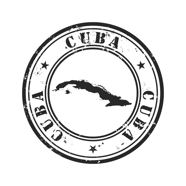 Cuba round grunge rubber vector stamp with map