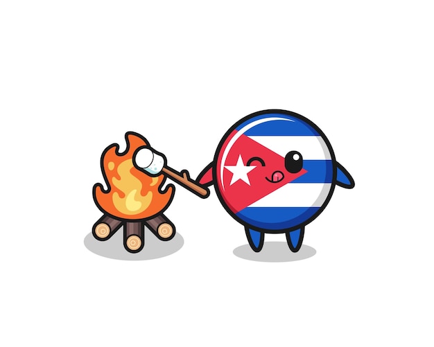 Cuba-vlagkarakter brandt marshmallow schattig ontwerp