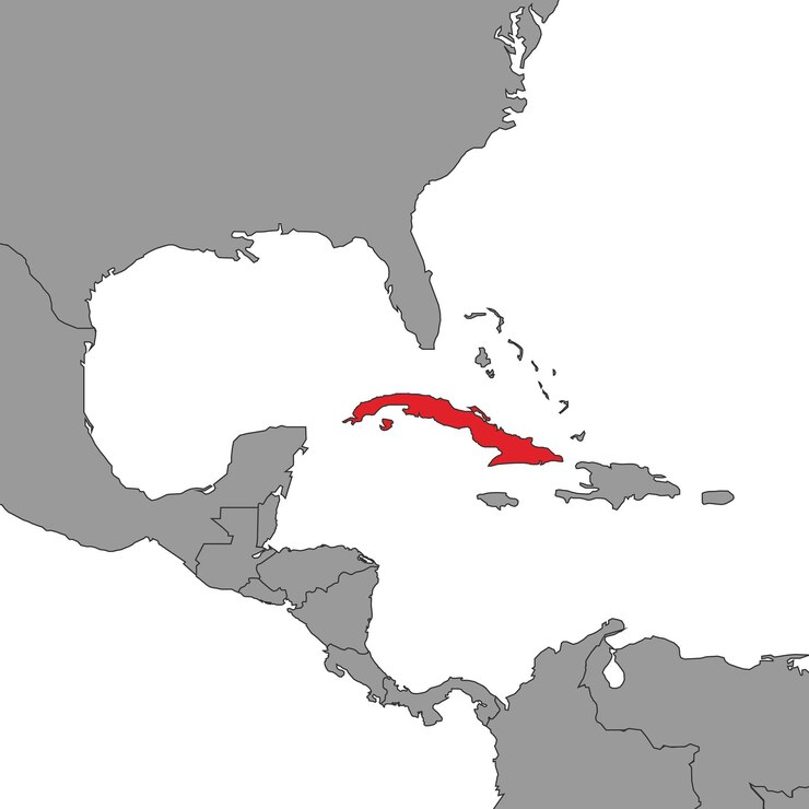 वेक्टर cuba on world map vector illustration