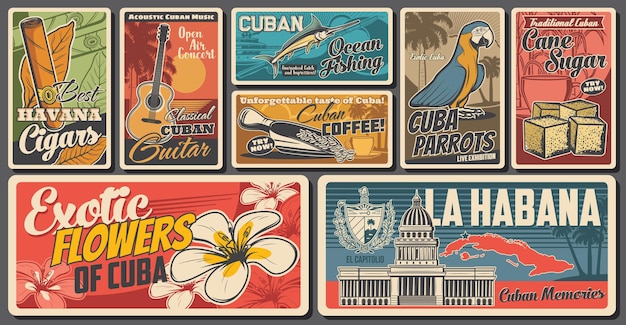 Cubaanse reizen retro banners