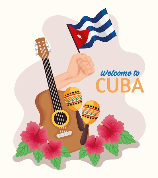 Vector cuban flag and instruments