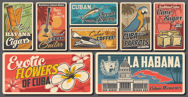 cuban travel retro banners 