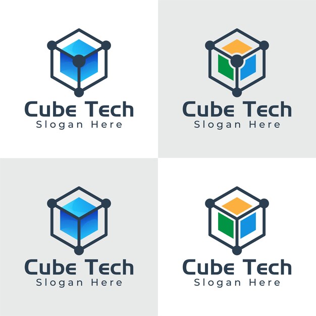 Cube box hexagon technologie-logo, hexagon tech-logo, digitale box-logo-collectie