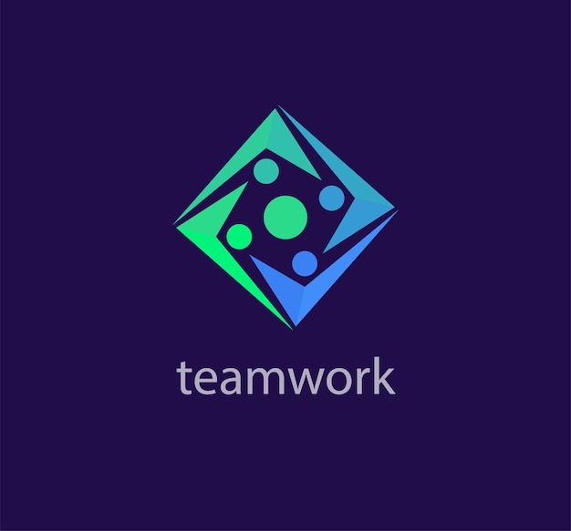 Vector cube check mark teamwork and solidarity idea logo. unique color transitions. people logo template.