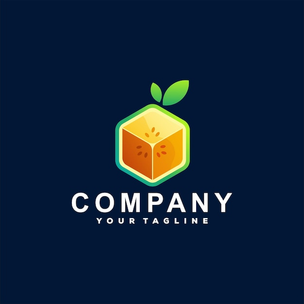 Cubo di frutta gradiente logo design