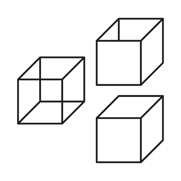 Vector cube icon geometric figure business background box symbol creative logo line art