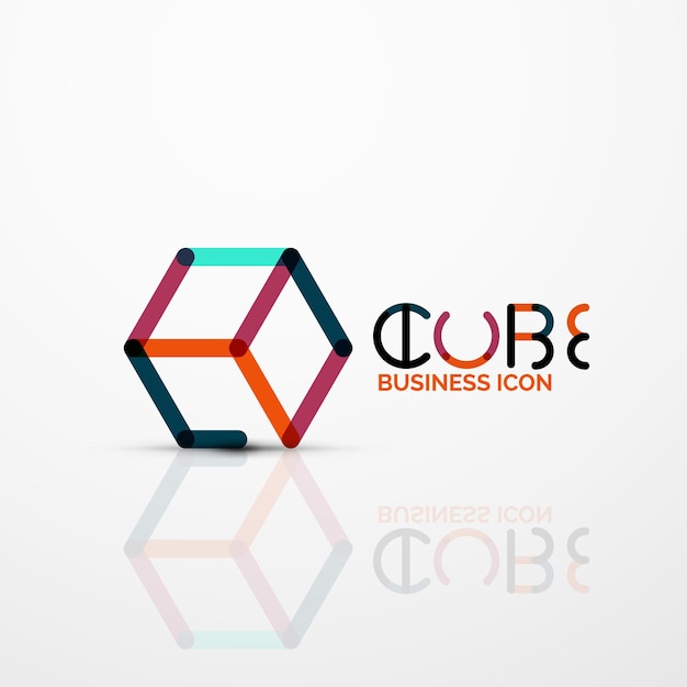 Cube idea concept logo line design geometric brand company logotype emblem abstract business identity shape