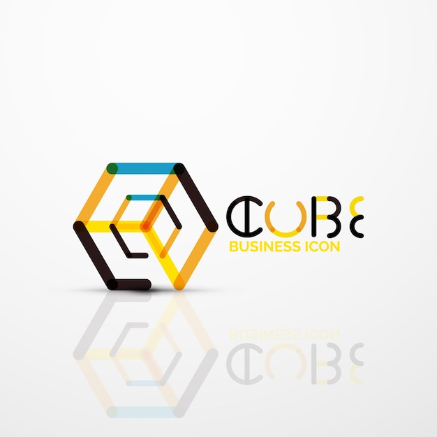 cube idea concept logo line design geometric brand company logotype emblem abstract business identity shape