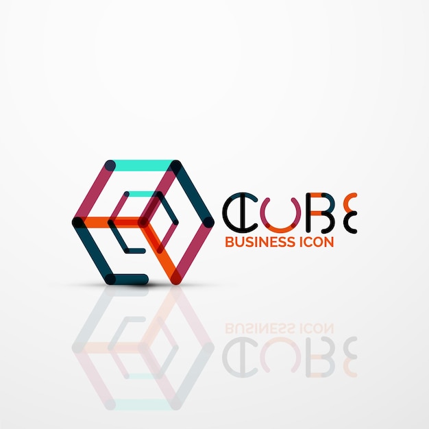 Cube idea concept logo line design geometric brand company logotype emblem abstract business identity shape