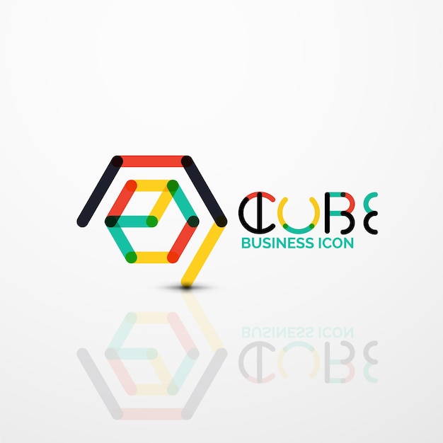 Cube idee concept logo lijnontwerp geometrisch merk bedrijf logotype embleem abstracte bedrijfsidentiteit vorm