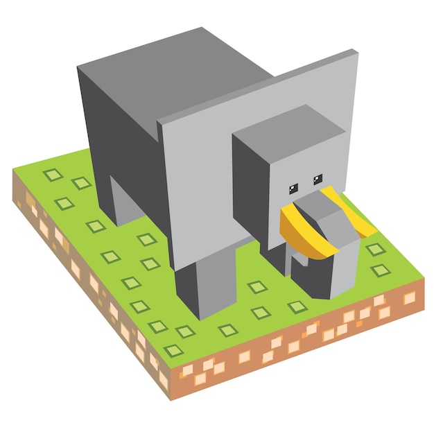 Cube Isometric Animal Elephant
