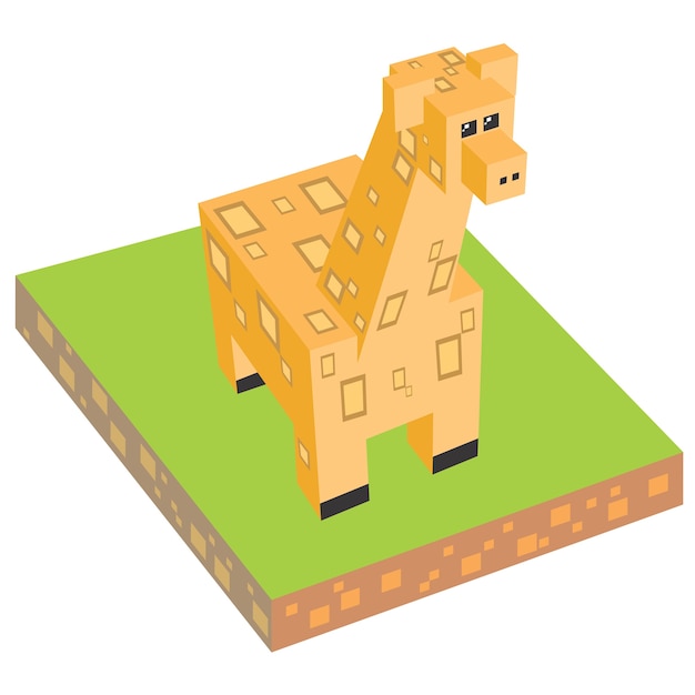 Giraffa animale isometrica del cubo