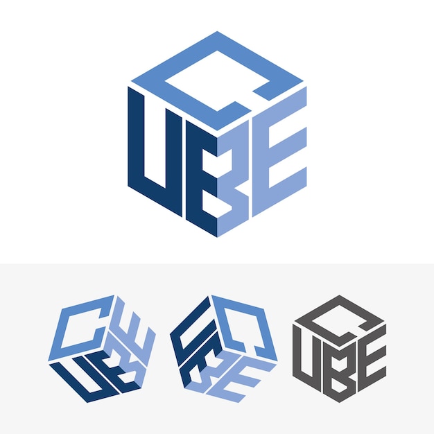 Vettore modello vettoriale di progettazione di forma esagonale con logo cubo
